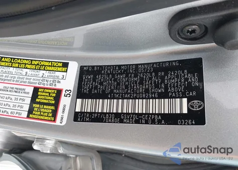 2023 Toyota Camry Xse V6 из США, поврежденный, VIN 4T1KZ1AK2PU082946